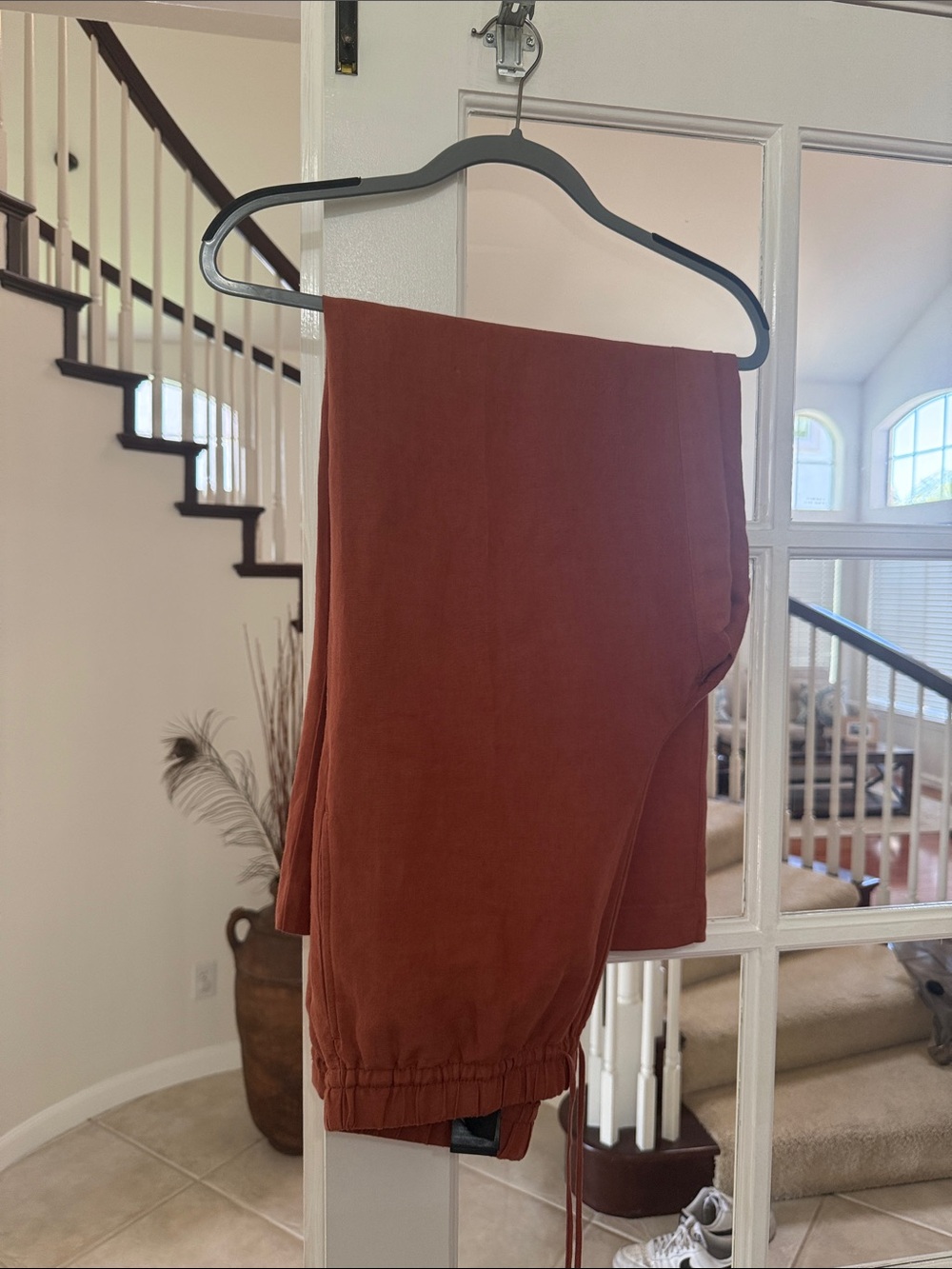 H&M Size M Rust Brown Linen Blend Trousers